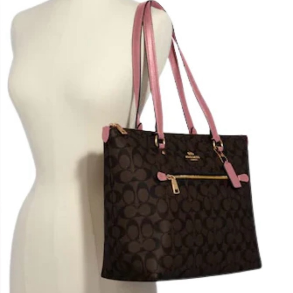 Coach Gallery Tote in Signature Canvas Large Size Brown Bag Women 79609 - Picture 15 of 16